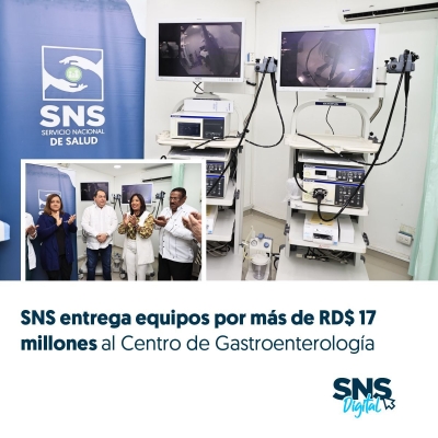 SNS entrega equipos por más de RD $17 millones al Centro de Gastroenterología.